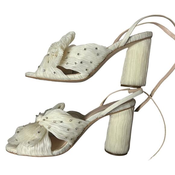 Loeffler Randall Camellia Pearl Rhinestone Pleated Heels sz 6B - Picture 11 of 16